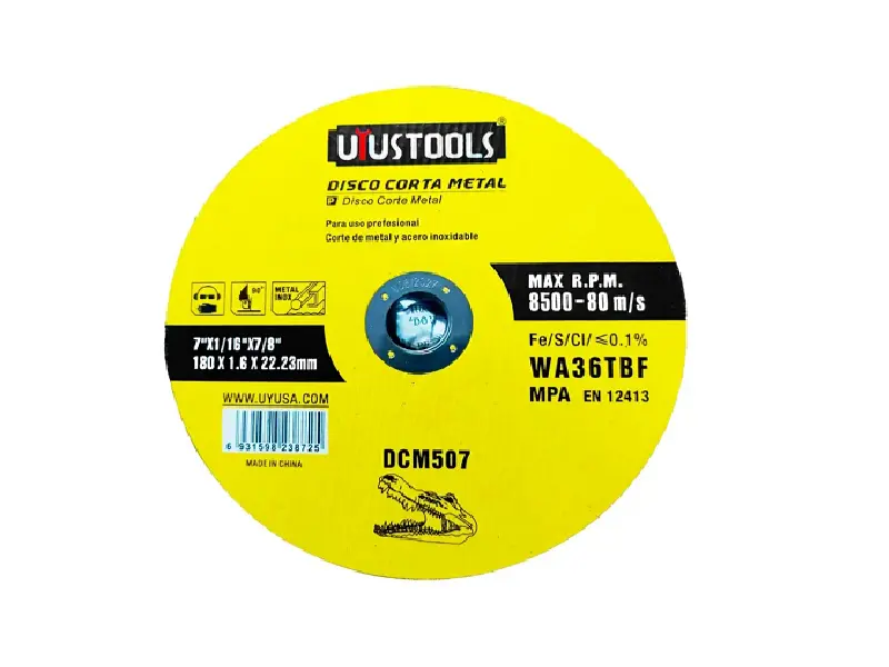 DISCO CORTA METAL 180MMx1.6x22.2 UYU(7"X1/16"X7/8")