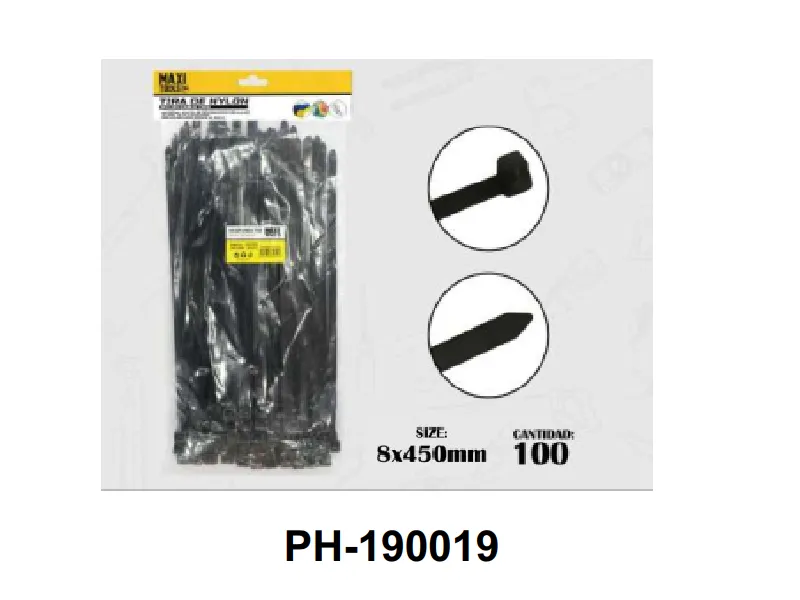 BRIDA NEGRO 8 X 450 - 100PCS/BAG