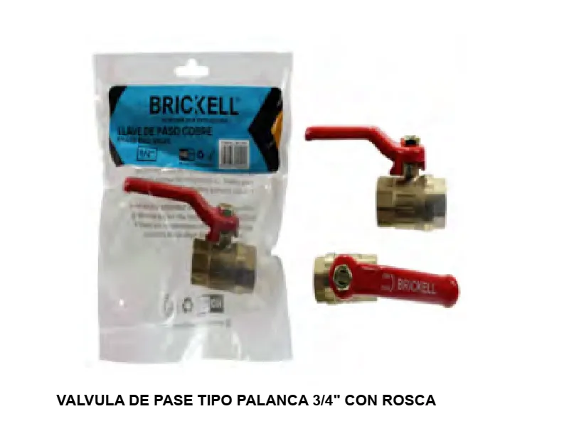 VALVULA DE PASE TIPO PALANCA 3/4" CON ROSCA