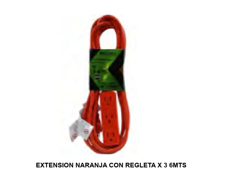 EXTENSION NARANJA CON REGLETA X 3 6MTS