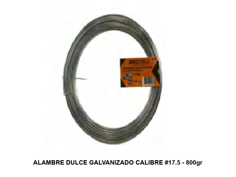 ALAMBRE DULCE GALVANIZADO CALIBRE #17.5 - 800gr