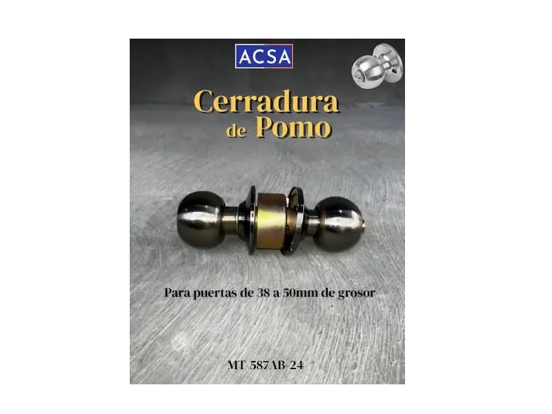 CERRADURA DE POMO DE ZINC CON 3 LLAVES- COLOR 587AB