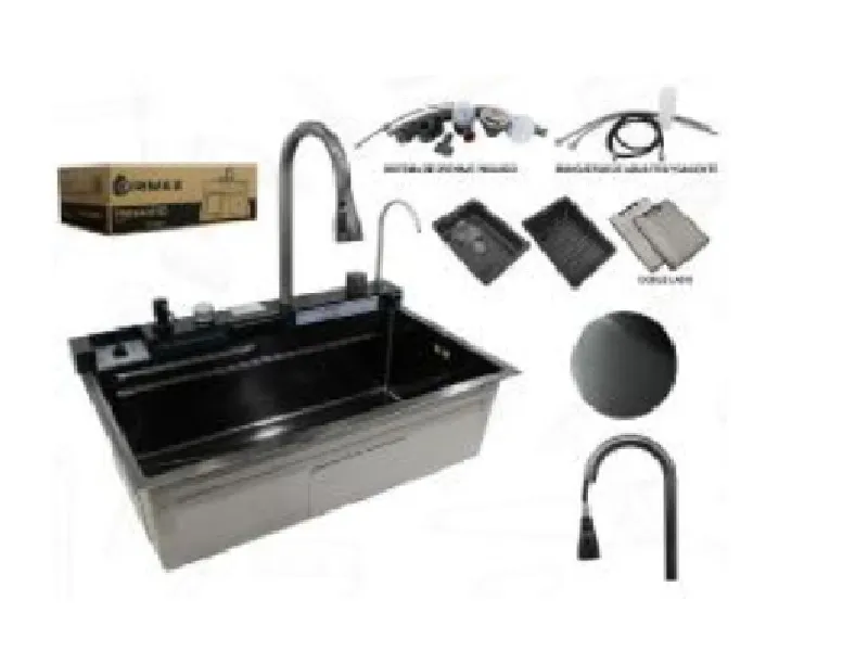 FREGADERO DE COCINA 75 46 DE METAL COLOR NEGRO