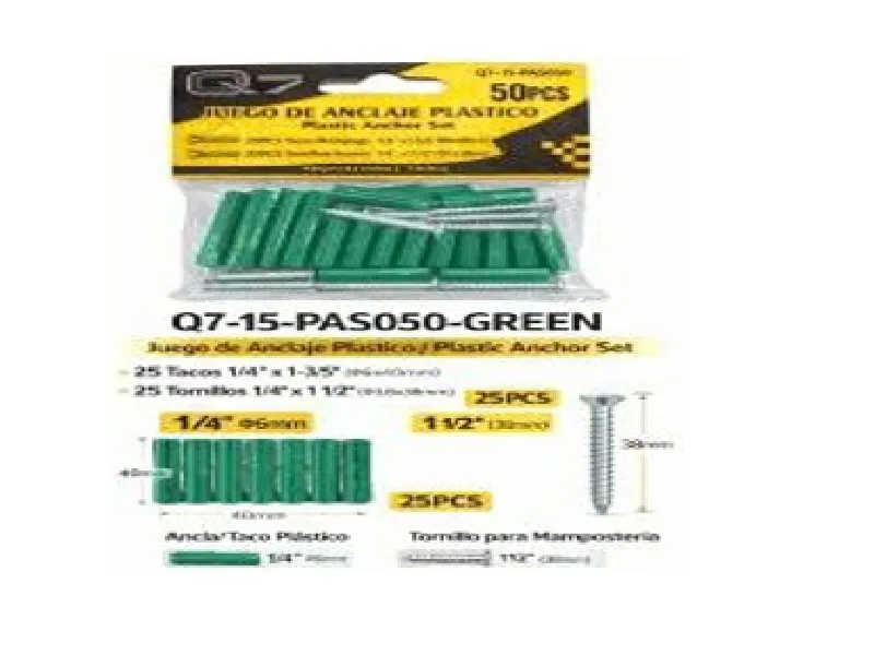 25 TACO PLASTICO 1/4" Y  25 TORNILLO 1 1/2"-Q7(TORNILLO CON TACO PLASTICO)