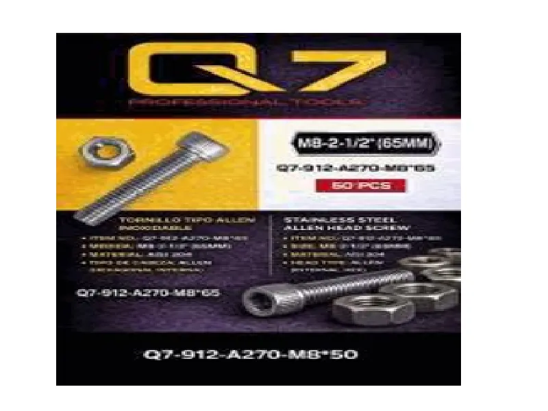 TORNILLO ALLEN/TUERCA INOX-M8 X 2 1/2"-50UD.-Q7
