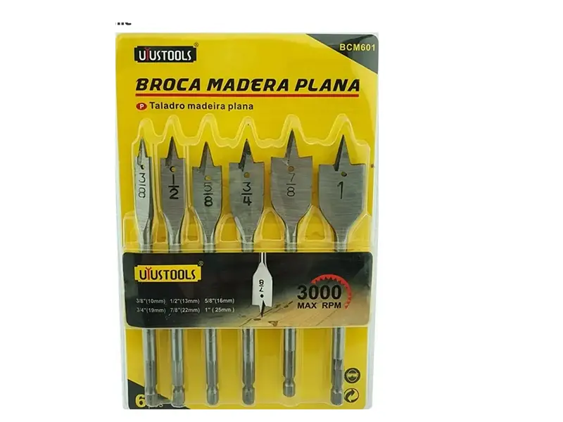 JUEGO DE BROCAS PLANAS PARA MADERA DE 6PIEZAS UYUSTOOLS