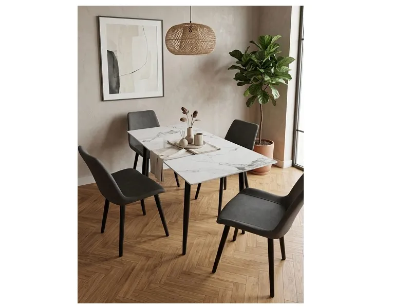 JUEGO DE COMEDOR DE 4 SILLAS COLOR GRIS