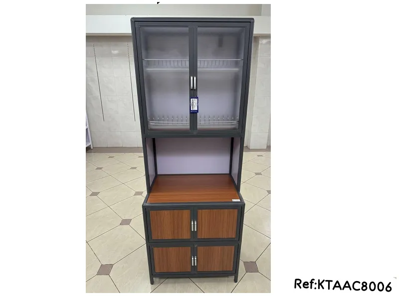 ESTANTE ORGANIZADOR DE ALUMINIO P/ COCINA COLOR NEGRO Y MADERA